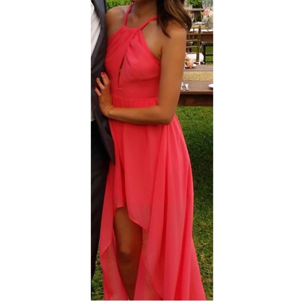 Bebe beautiful pink salmon high low flowy dress